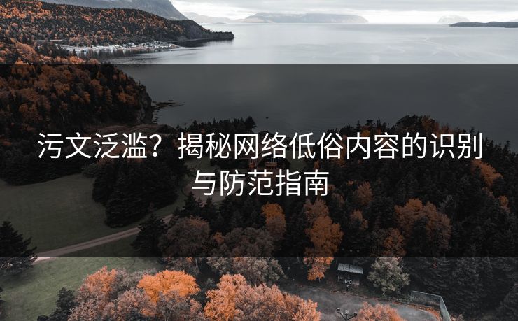 污文泛滥？揭秘网络低俗内容的识别与防范指南